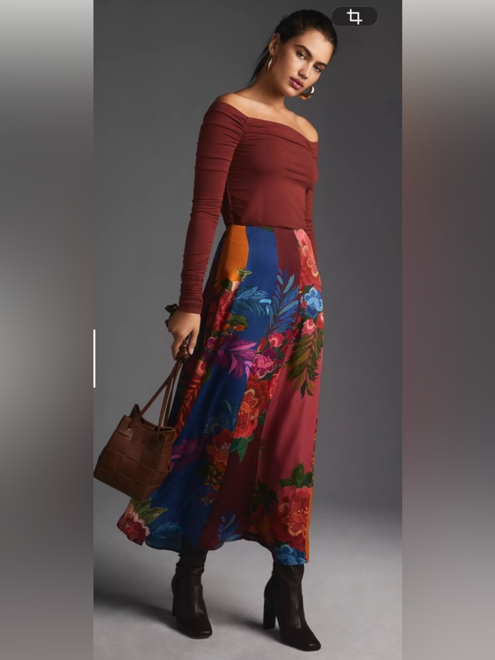 NWT Farm Rio size S paneled maxi skirt in mutil colors
